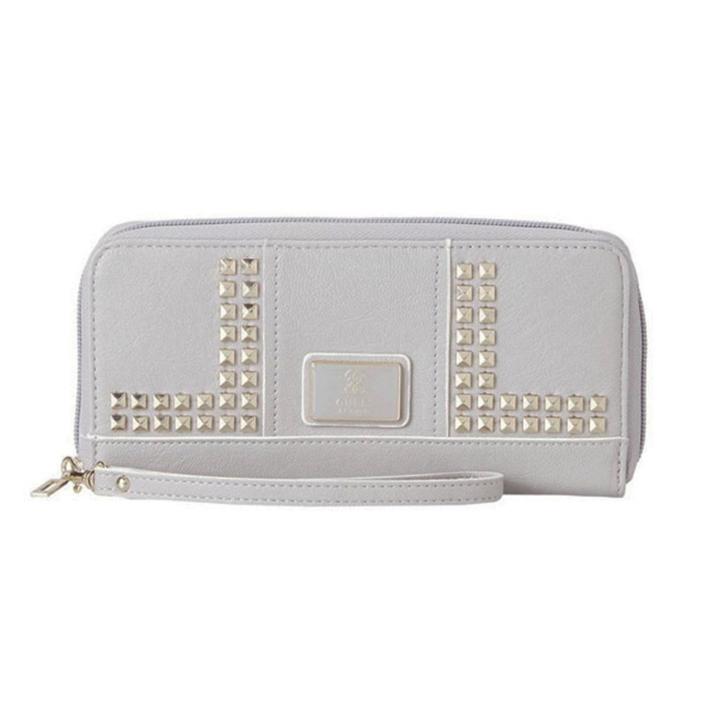 GUESS Leather Zip Around Wallet (Dove Grey)
